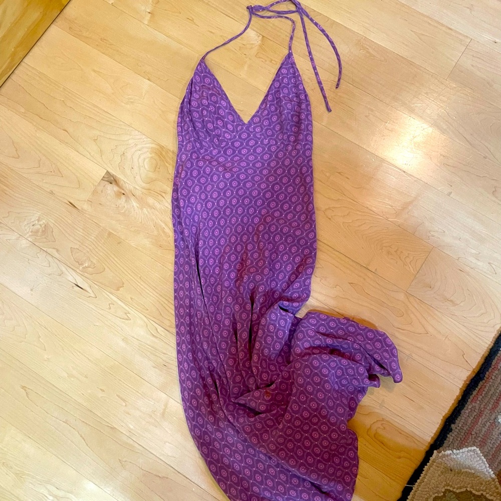 Calypso St Barth Purple Floral Halter Dress